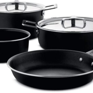 Alessi Cookware set Pots&Pans - AJM100S6 A - Black - 4 piece set - by Jasper Morrison