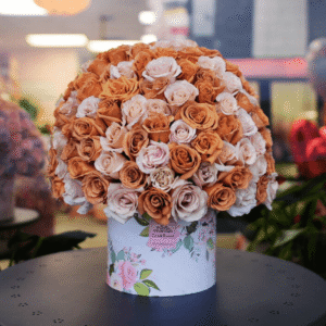 Cappuccino & Sand Roses HatBox