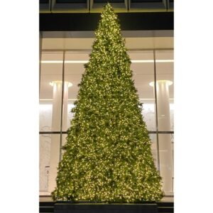 Olympia Pine Artificial Christmas Tower Tree, LED Warm White Pre-Lit (12ft to 60ft)